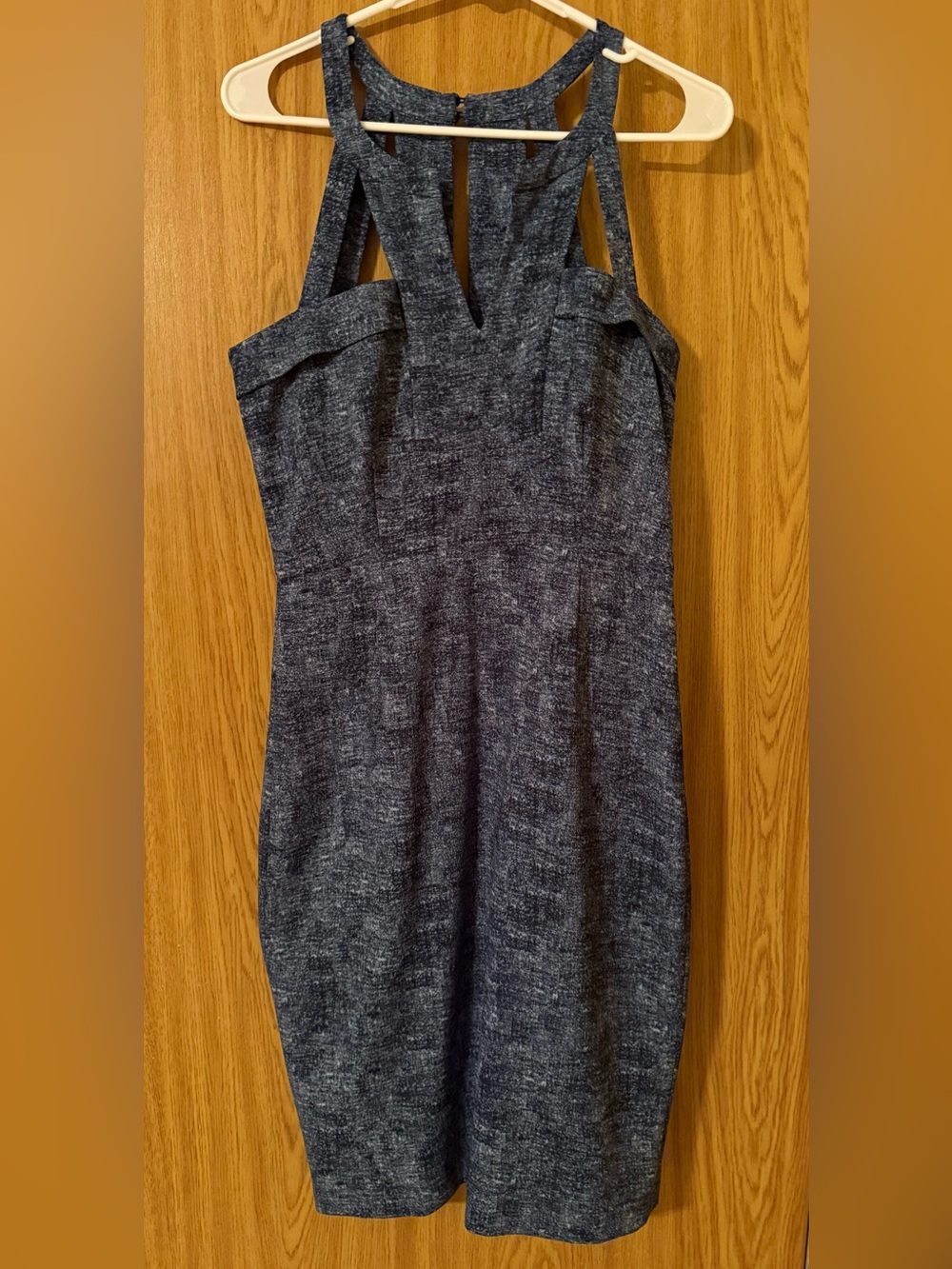 BCBGMaxAzria Sleeveless Heathered Navy Sheath Dress Size 10